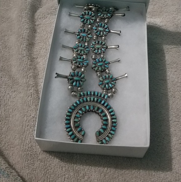 Silver Double Sided Petit Point Cluster Turquoise& - Picture 10 of 11